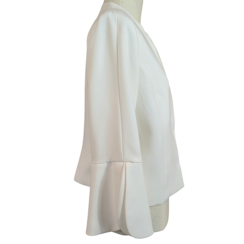 White House Black Market White Bell Sleeve Open Front Blazer Jacket Size 8 - Picture 3 of 14